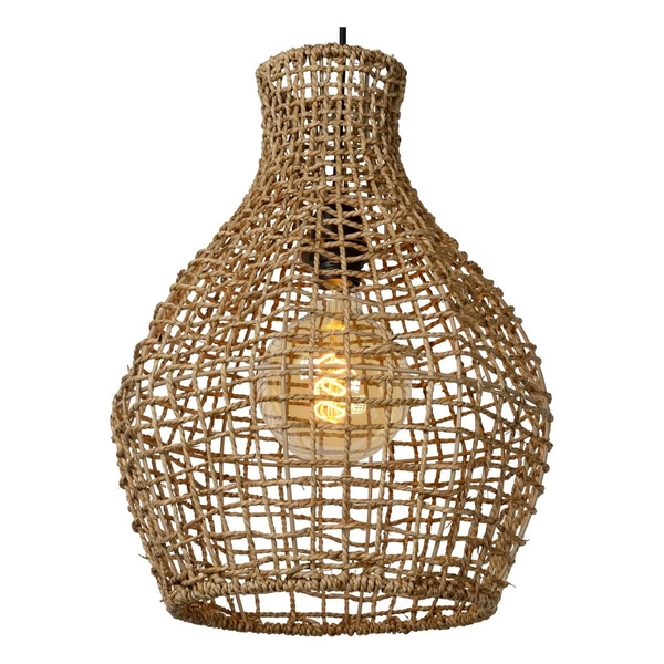 Pleciona lampa wisząca ALBAN 03438/35/72 Lucide boho ratan beżowy