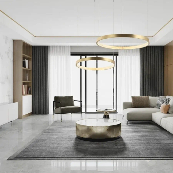 Wisząca lampa z ledowym pierścieniem 2006 LED 34W 3000K do kuchni złoty