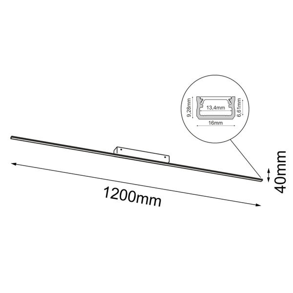 Kinkiet ścienny Slim 1289 BROSline LED 12W 3000K podłużna czarna