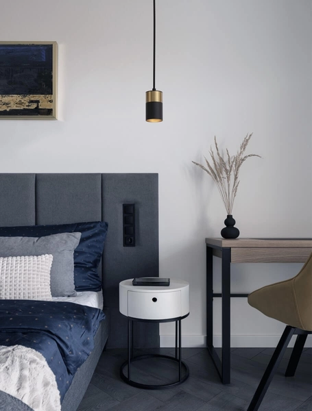 Nowoczesna lampa wisząca Cayes okrągły zwis czarny złoty