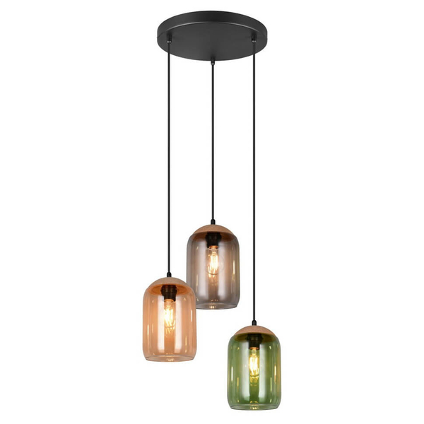 Zwieszana kaskadowa lampa CORK 364630317 Trio do sypialni czarny multikolor