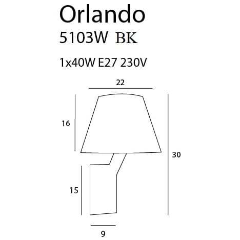 Abażurowy kinkiet ORLANDO 5103W/BLNM Maxlight satyna metal czarny