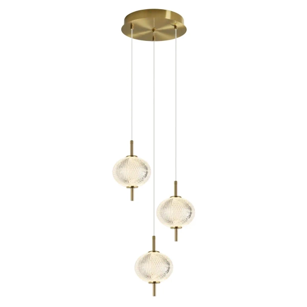 Potrójny żyrandol Corado PND-81418-3-BK-GD LED 12W 3000K kulisty złoty