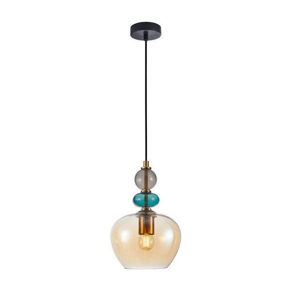 Szklana lampa wisząca Busco PND-30263-1A-BRO-AMB bursztynowy złoty kolorowy