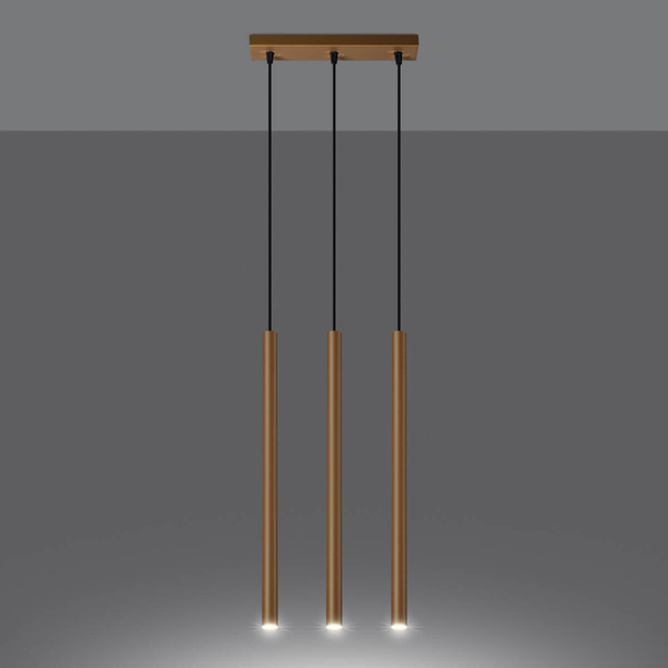 Potrójna lampa wisząca Pastelo SL.1171 sople metalowa złota czarna