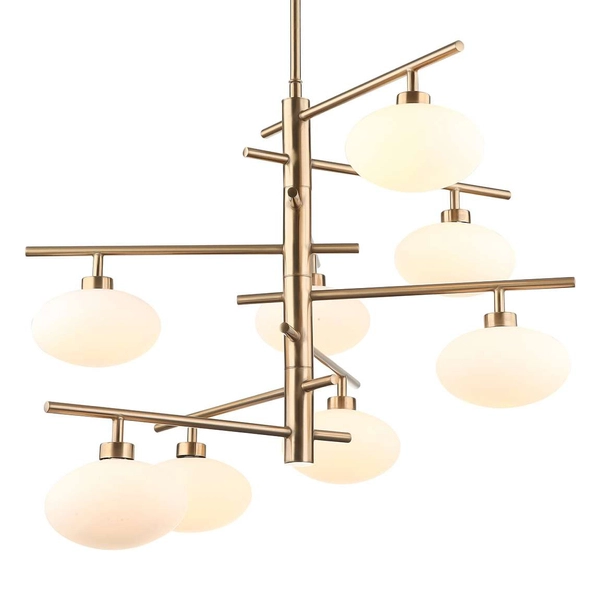 LAMPA sufitowa FIORENZO MDM3661-8 BRO+W Italux metalowa OPRAWA szklana kulista sticks cumulus mosiądz biała