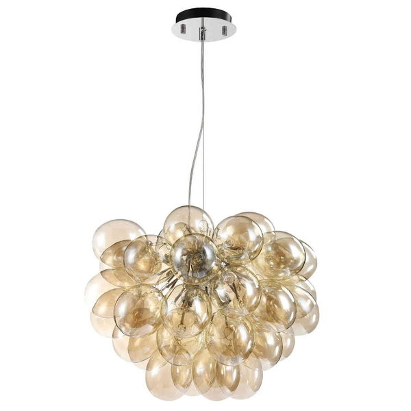 Wisząca LAMPA modernistyczna BALBO MOD112-08-G Maytoni szklana OPRAWA kule ZWIS molekuły koniak