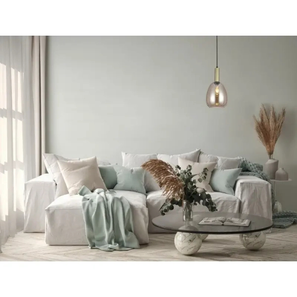 Szklana wisząca lampa Gater PND-23541-1-GD-CH owalna do kuchni złoty