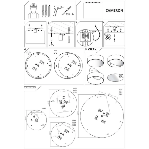 Sufitowa LAMPA nowoczesna CAMERON 9682 Nowodvorski okrągły plafon abażurowy szary