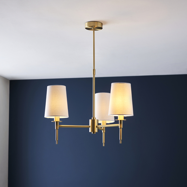 Salonowa lampa wisząca L&-199456 Light& abażurowa biała mosiądz