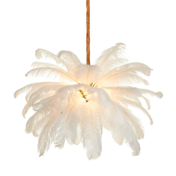 Wisząca lampa pióra EMU ST-DN127 white do salonu biały złoty