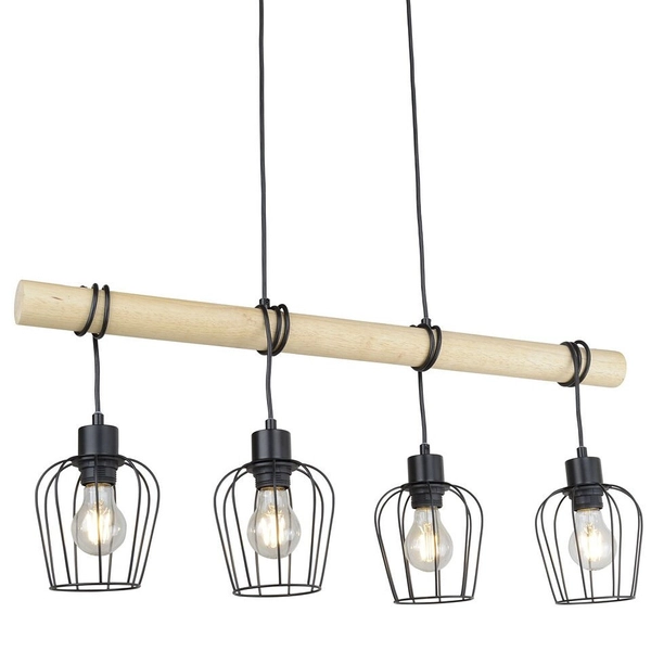 Druciana LAMPA wisząca FABIAN 5247 Rabalux drewniana belka czarna