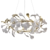 Żyrandol glamour Leaf MD2858-6AS-G ring motyw kwiatów złoty biały