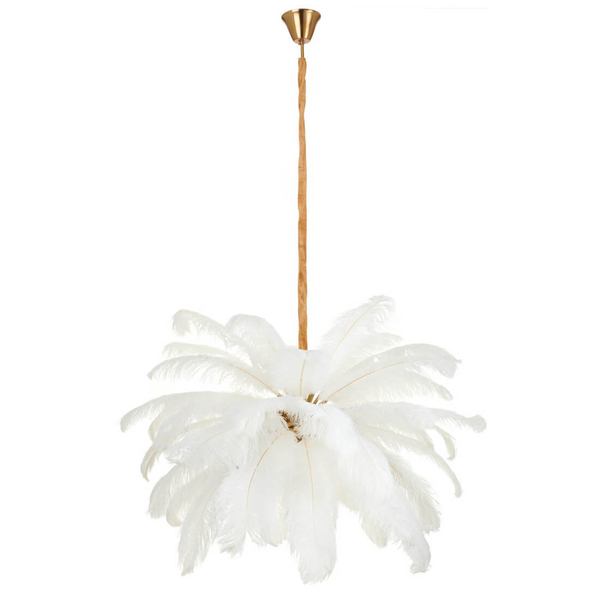 Wisząca lampa pióra EMU ST-DN127 white do salonu biały złoty