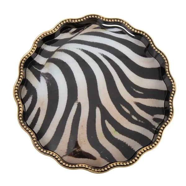 Stolik kawowy SAFARI czarny biały 5900168837843 szklany wys. 45 cm zebra