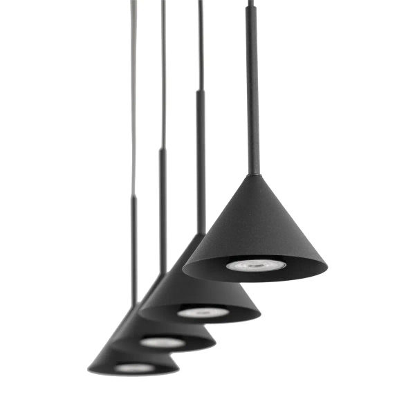 Trójkątna lampa wisząca CONO 10305 na listwie do salonu czarny