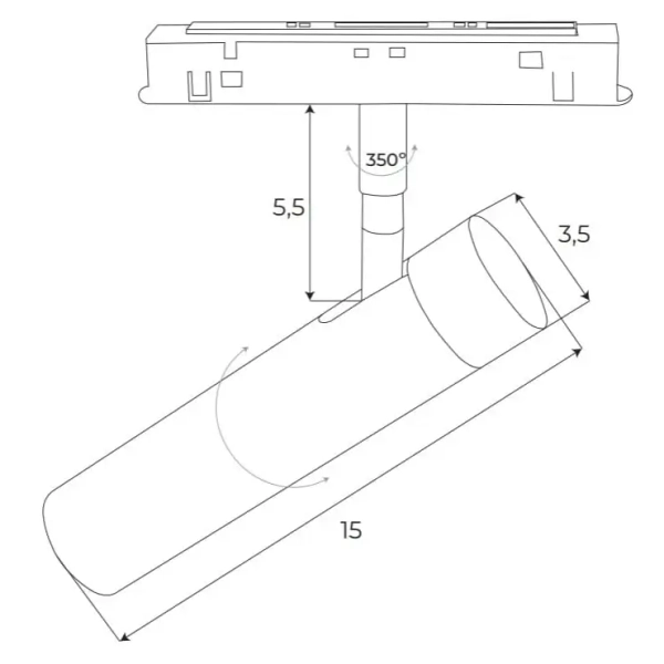 Lampa szynowa magnetyczna system Dali M0011D LED 8W 3000K czarny