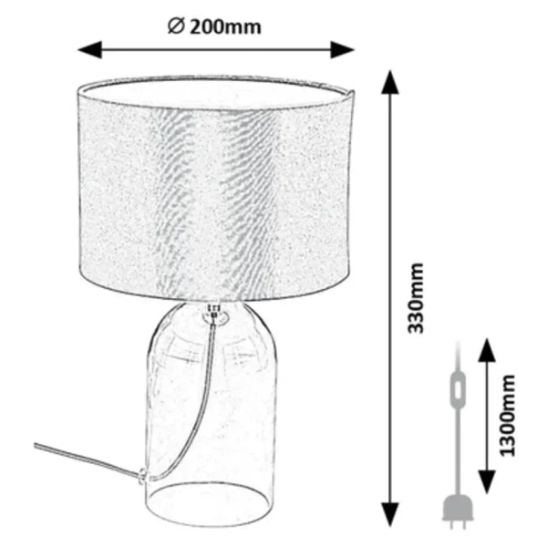 Designerska lampa na stolik Luxin 74047 na kablu szklana szary
