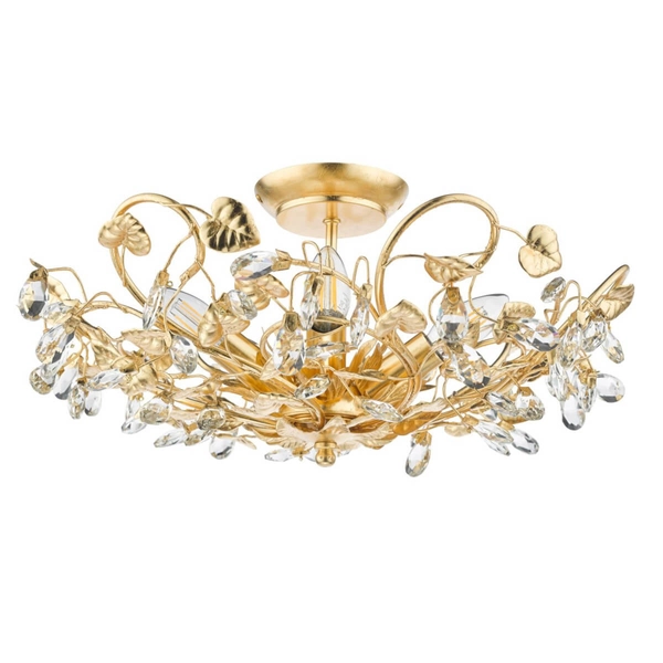 Sufitowa lampa Audley AUD5435-EH Dar Lighting glamour kryształy liście złota
