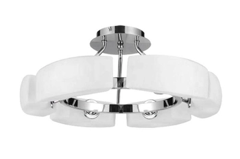 Sufitowa lampa pokojowa Fiona okrągła szklana biała chrom