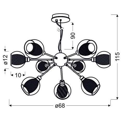 Lampa wisząca DIXI 39-65018 szklana kule siatki sticks chrom przezroczyste