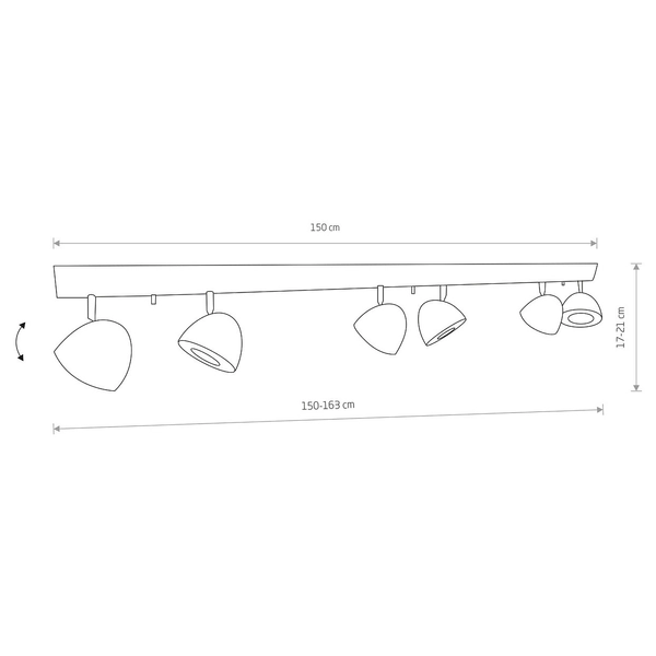 Natynkowa lampa regulowana Vespa 9595 punktowy plafon biały