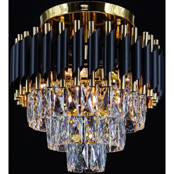 Salonowy plafon nad stół Toledo 6260/4B TR BL kryształowy złoty czarny