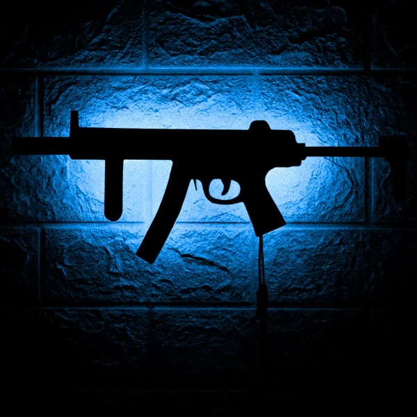 Młodzieżowy kinkiet ścienny KLMP5 LED RGB karabin USB czarny