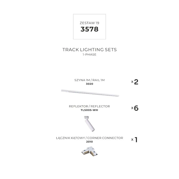 Oprawa szynoprzewodowa jednoobwodowa 3578 zestaw biały