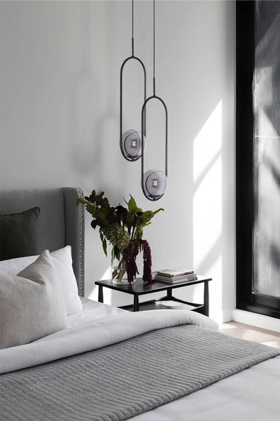 Wisząca lampa elipsa Davos K-5110 Kaja ball kula grafitowa czarna