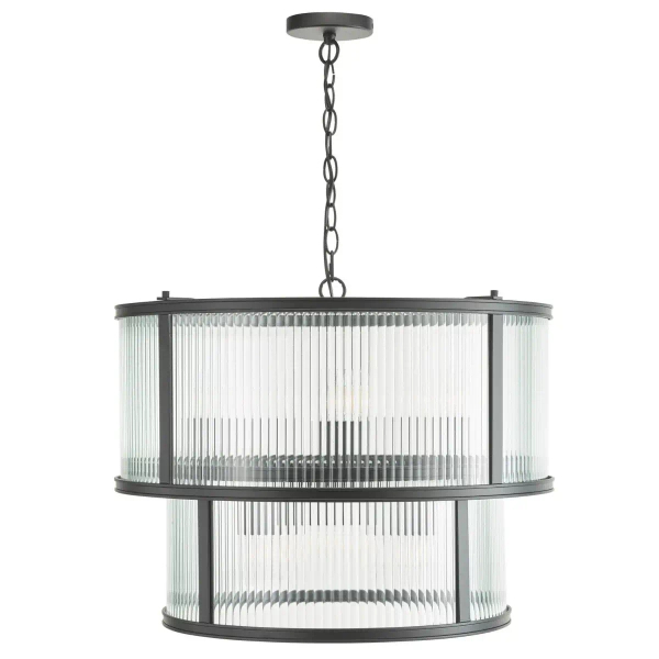 Loftowa wisząca lampa Bianka BIA0622 do salonu żebrowana czarna