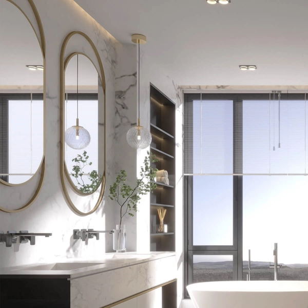 Zwisająca lampa nad stół Cadix 759 bubble złota przezroczysta