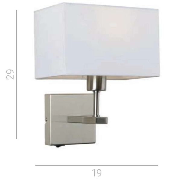 Abażurowa LAMPA ścienna NORTE WL-1122-1-A-SN-RC-WH Italux klasyczna OPRAWA prostokątny kinkiet biały nikiel