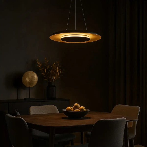 Ringowa lampa wisząca Piattino ML1815 LED 30W 3000-6000K czarny złoty