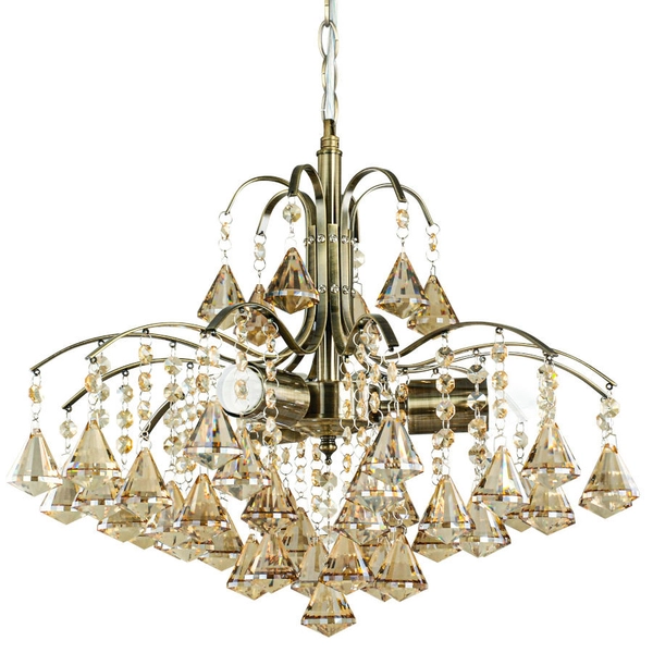 LAMPA wisząca 6246/3 21QG Elem kryształowa OPRAWA żyrandol na łańcuchu zwis mosiądz bursztynowy