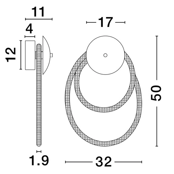 Ścienny kinkiet CURA LE44257 LED 17W 3000K obręcze czarny biały