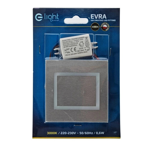 Lampa naścienna przyschodowa Evra EKS4352 LED 0,6W 3000K biały srebrny