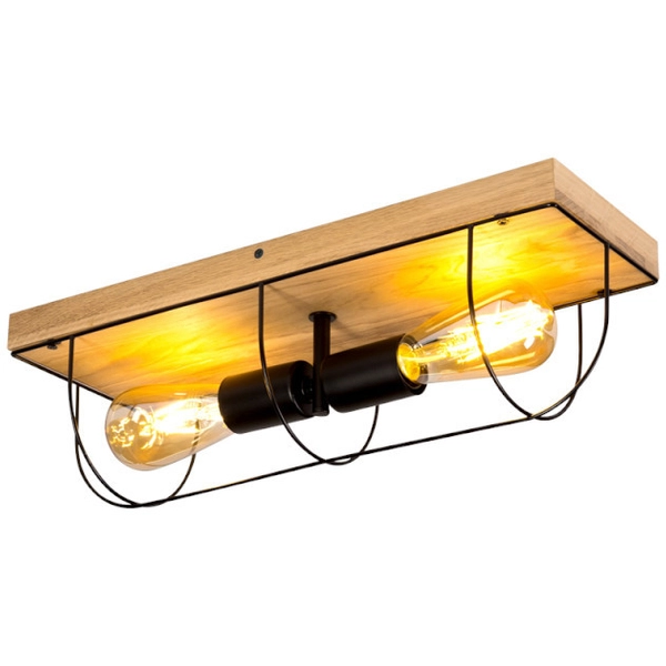 Druciana lampa sufitowa NETUNO 92043274 retro drewno czarna