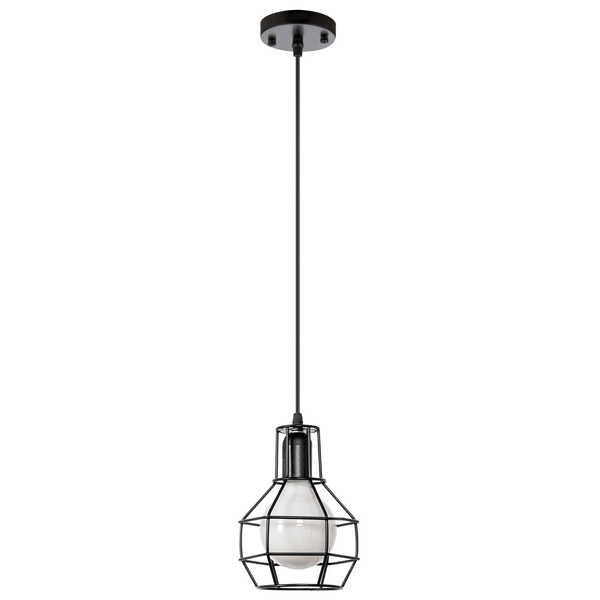 LAMPA wisząca VEN W-1714/1 metalowa OPRAWA druciany ZWIS klatka loft czarna