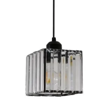 LAMPA wisząca GALACTICO LP-2383/1P Light Prestige szklana OPRAWA kostka glamour crystal zwis czarny przezroczysty