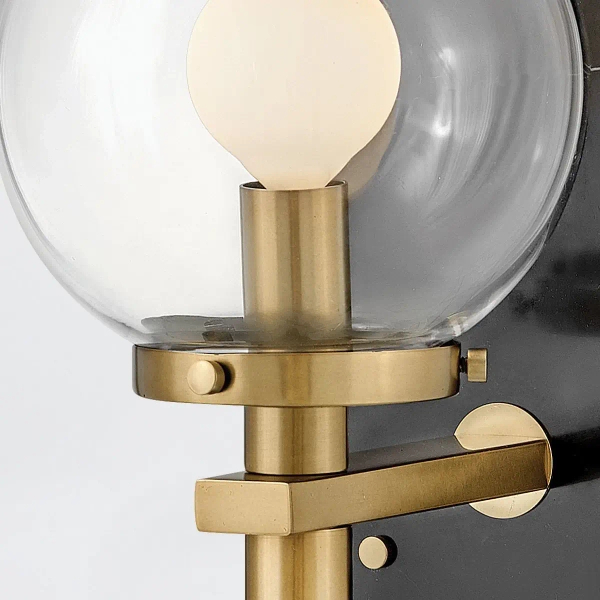 Kulista lampa ścienna Gilda QN-GILDA-WB1-BK szklana kula mosiądz czarny