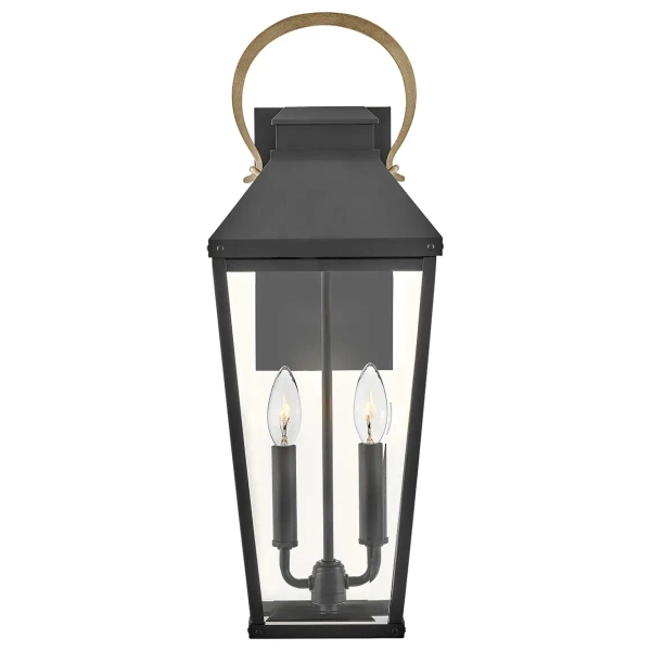 Zewnętrzna lampa ścienna Dawson HK-DAWSON-L szklana IP44 czarny