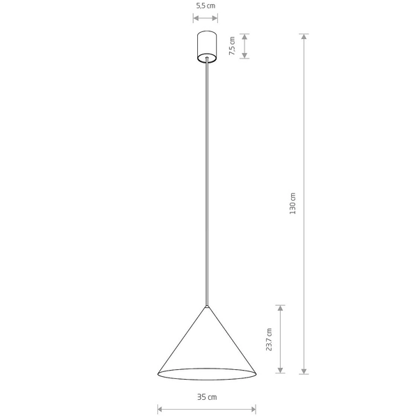 Salonowa lampa wisząca Zenith 8001 stożkowy zwis nad wyspę czarny