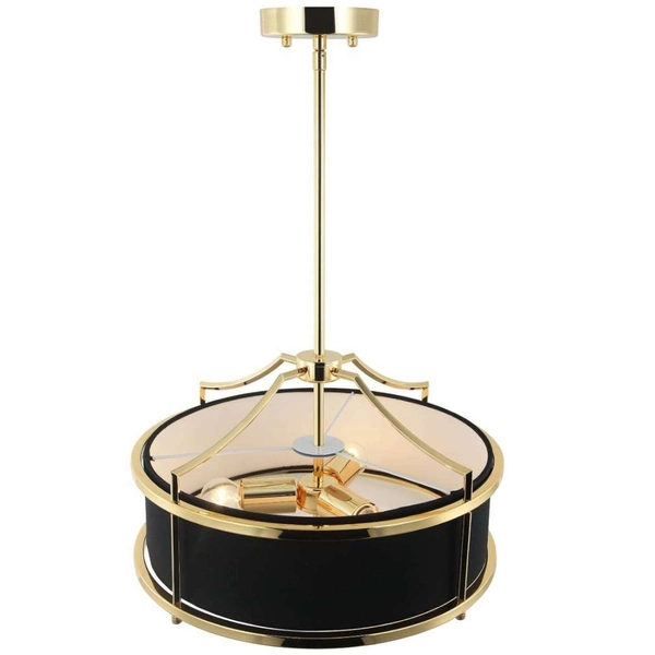 LAMPA okrągła Stanza Gold Nero S Orlicki Design wisząca OPRAWA abażurowa w stylu klasycznym czarna złota