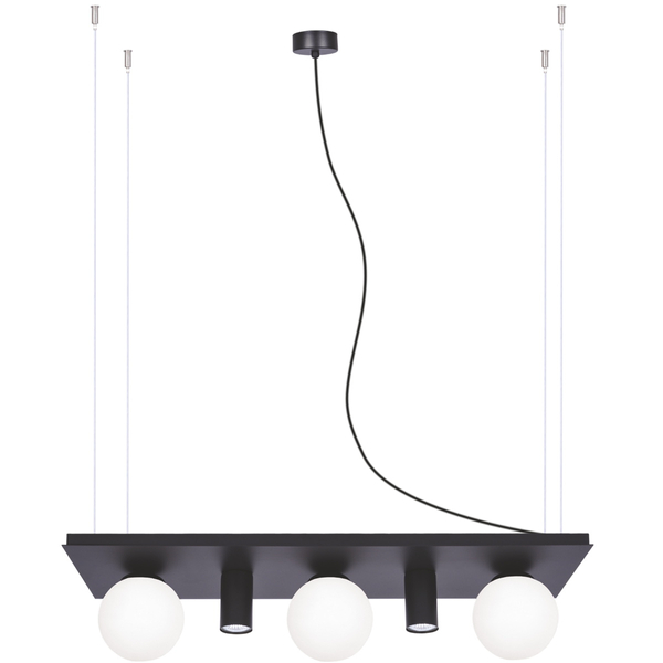 Lampa wisząca Plant Shelf 5555 Zumaline półka na rośliny kule czarne białe