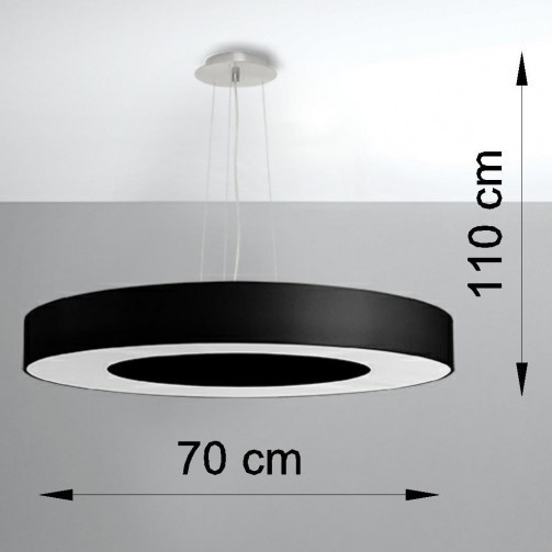 Wisząca LAMPA materiałowa SL.0754 okrągła OPRAWA zwis abażurowy czarny
