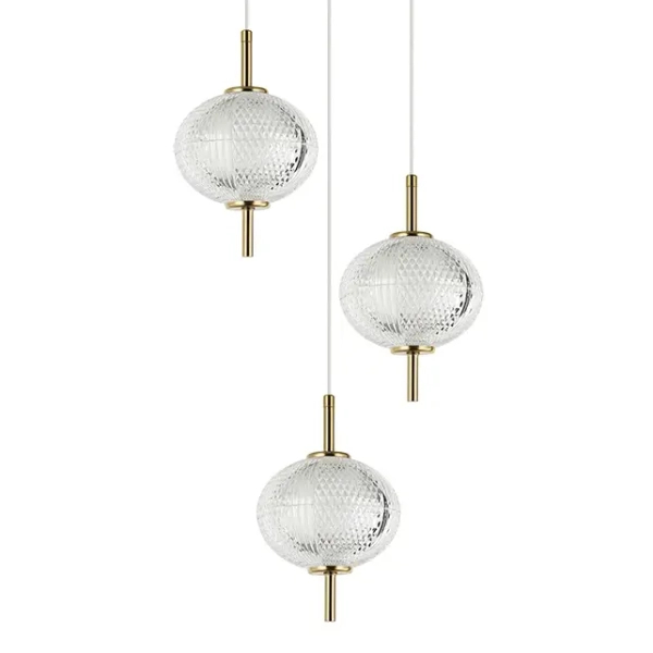 Potrójny żyrandol Corado PND-81418-3-BK-GD LED 12W 3000K kulisty złoty