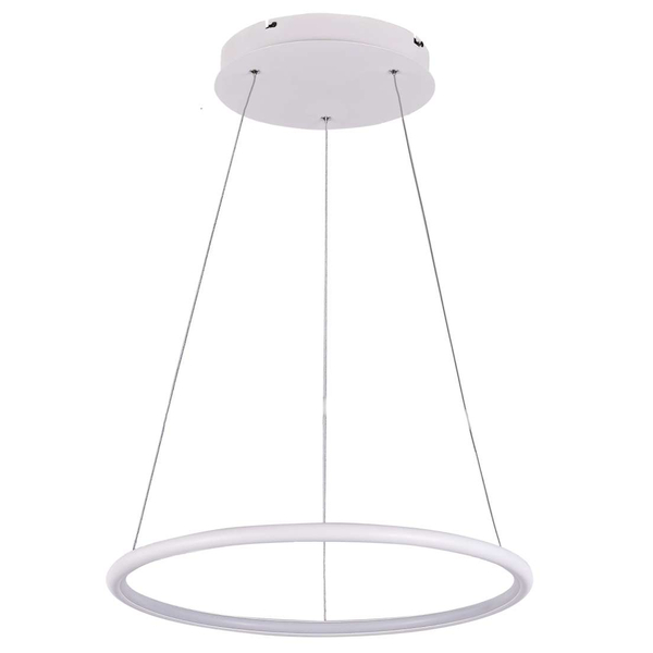 LAMPA wisząca SLIM/000061/3000/W MDECO okrągła OPRAWA metalowy ZWIS LED 32W 3000K ring biały