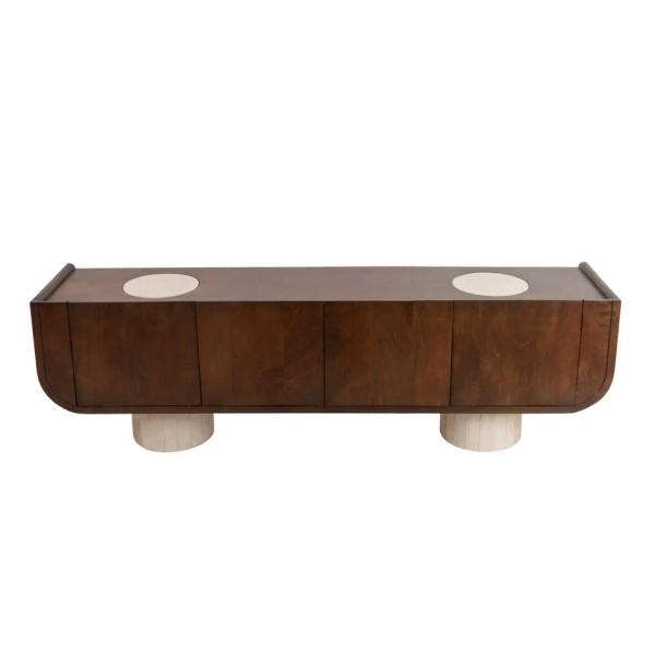 Szafka RTV PAGODA MM001501100410 brązowa beżowa drewno dekor marmuru 180cm