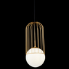 Modernistyczna LAMPA wisząca TELFORD P363PL-01G Maytoni metalowa OPRAWA druciany ZWIS szklana kula złota biała